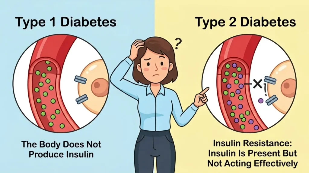 type 1 and type 2 diabetes difference
